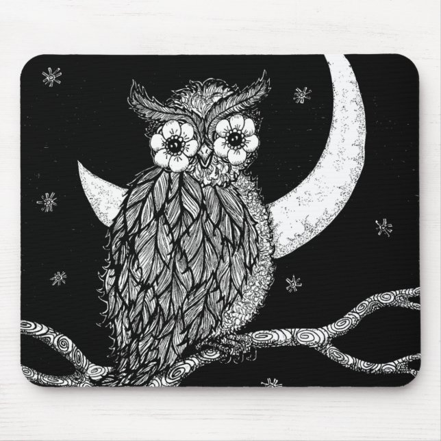 Midnight Owl Mouse Pad (Front)