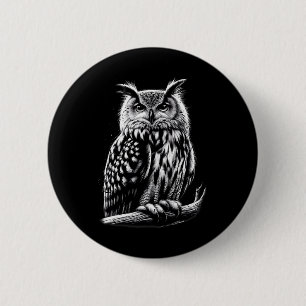 Midnight Owl Silent Watcher Of The Night Wise Eyes 6 Cm Round Badge