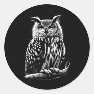 Midnight Owl Silent Watcher Of The Night Wise Eyes Classic Round Sticker