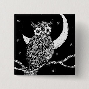 Midnight Owl Square Pin