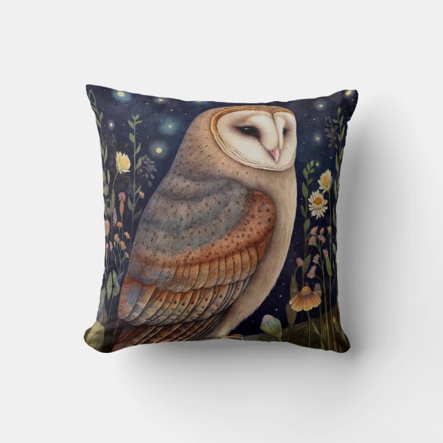Midnight Owl Throw Pillow (Front)