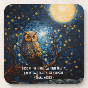 Midnight Owl with Customized Quote Coaster