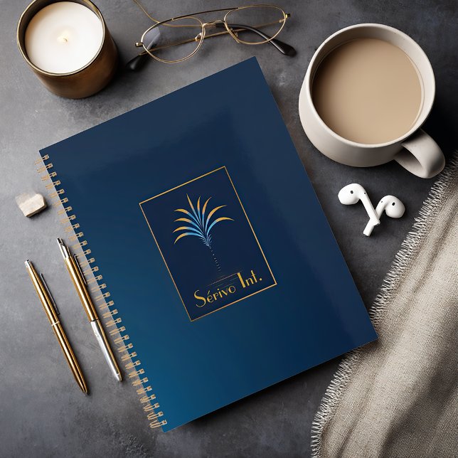 Midnight Palm Collection Luxury Navy Blue  Notebook (Sleek Modern Company Business Notebook )