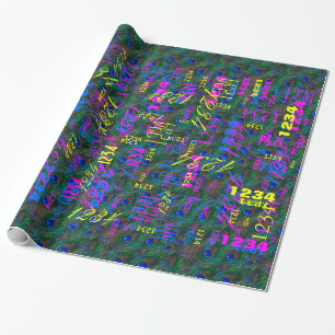 Midnight Peacock Feathers Etching Style Decor Wrapping Paper