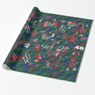 Midnight Peacock Feathers Etching Style Decor Wrapping Paper