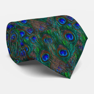 Midnight Peacock Feathers Etching Style Tie