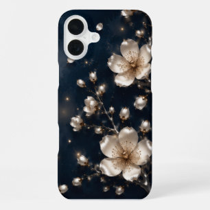 Midnight Pearl Sakura Blossoms iPhone 16 Plus Case