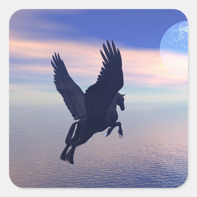 Midnight Pegasus Square Sticker (Front)