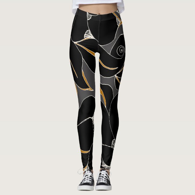 Midnight Petals – Elegant Floral Pattern Leggings (Front)