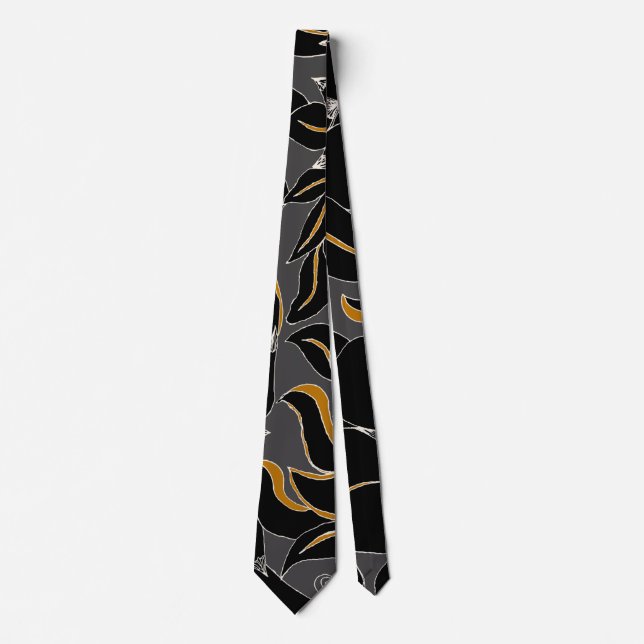 Midnight Petals – Elegant Floral Pattern Tie (Front)