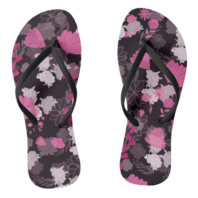 Midnight Petals Thongs (Footbed)