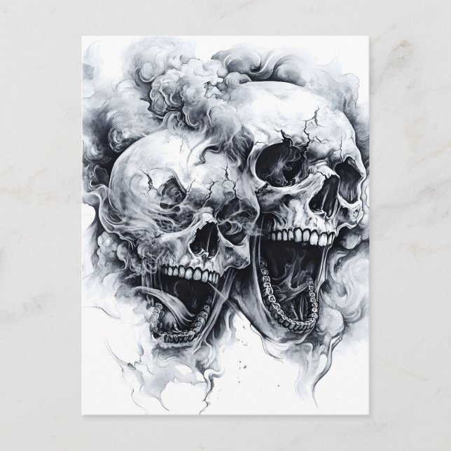 Midnight Phantom Skull Holiday Postcard (Front)