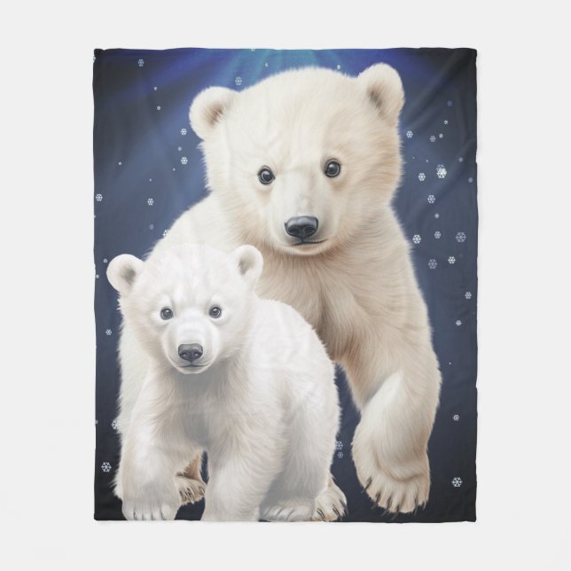 Midnight polar bear fleece blanket (Front)