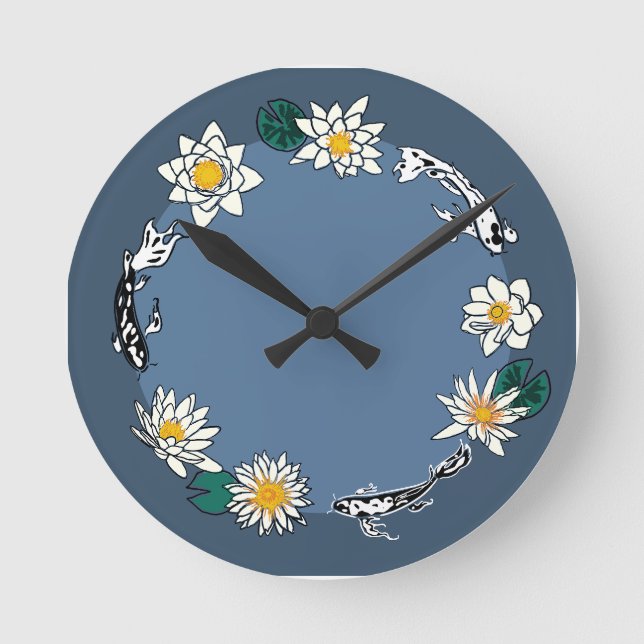 Midnight Pond Botanical Circle Wall Clock (Front)