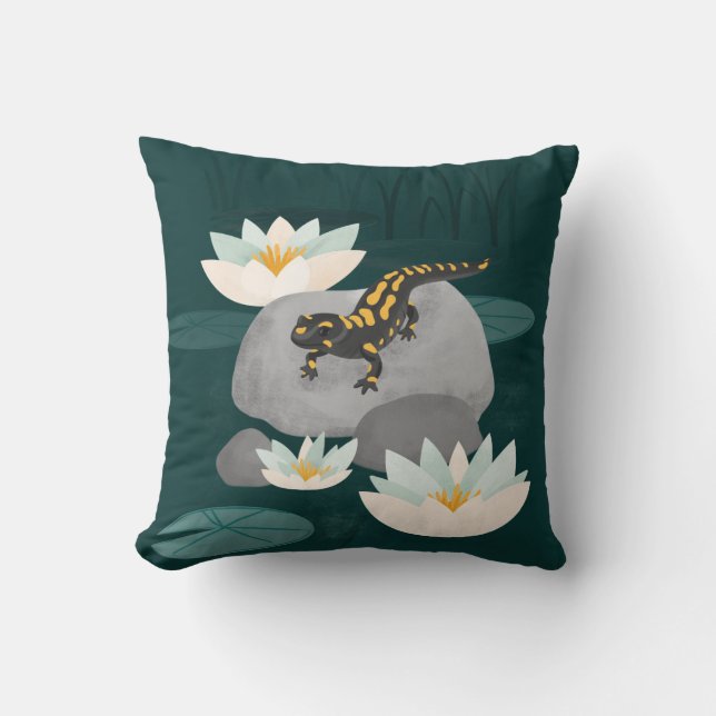 Midnight Pond Fire Salamander - Poster Cushion (Front)