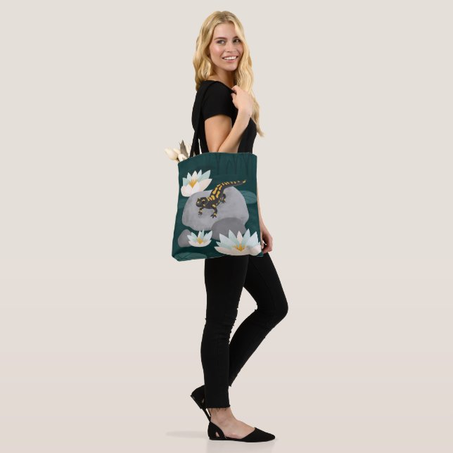 Midnight Pond Fire Salamander Tote Bag (On Model)