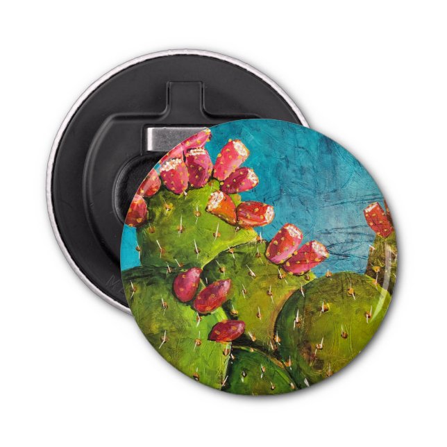 Midnight Prickly Pear II Button Bottle Opener (Front)