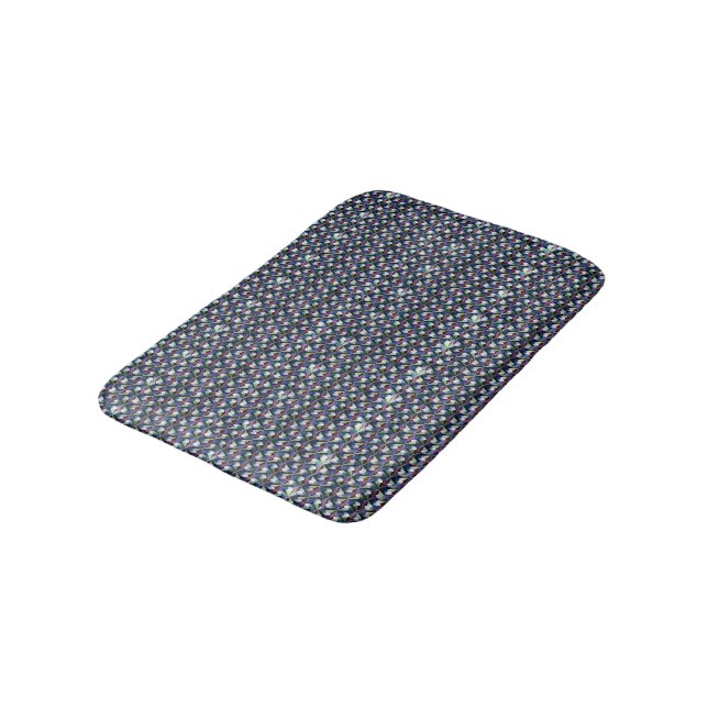 Midnight Prism Weave Abstract Geometric Pattern Bath Mat (Angled)