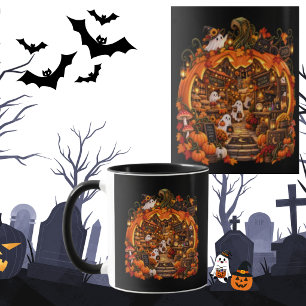 Midnight Pumpkin Market Cute Ghosts Cosy Hallowen Mug