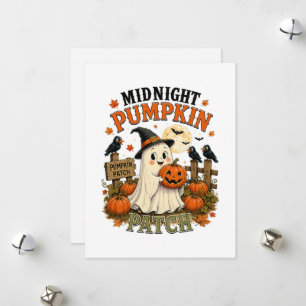 Midnight Pumpkin Patch Ghost Halloween Holiday Card