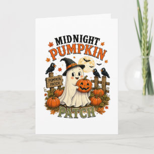 Midnight Pumpkin Patch Ghost Halloween Holiday Card