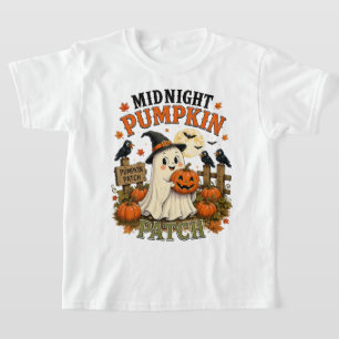 Midnight Pumpkin Patch Ghost Halloween T-Shirt