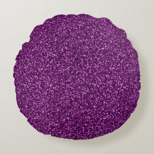 Midnight Purple Glitter Round Cushion