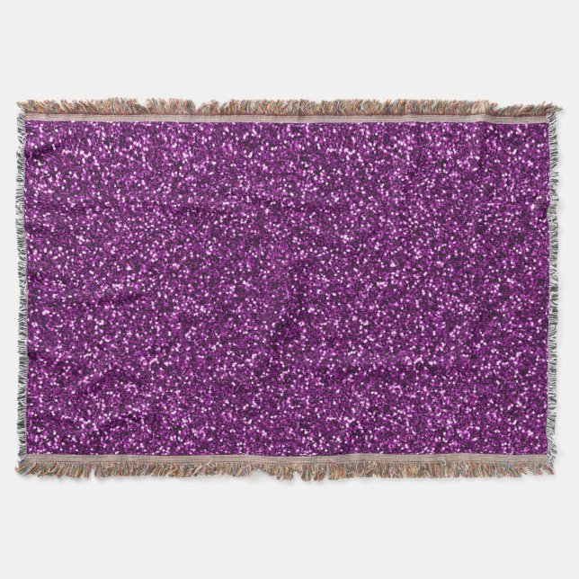 Midnight Purple Glitter Throw Blanket (Front)