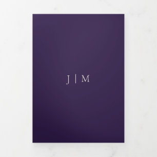 Midnight Purple Minimalist Elegant Wedding Tri-Fold Card