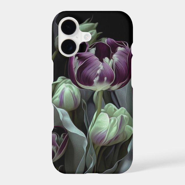 Midnight Purple Tulips - Dark Botanical Collage (Back)