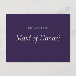 Midnight Purple Will You Be My Maid Of Honour Invitation Postcard