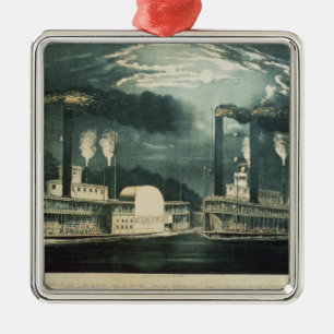 Midnight Race on the Mississippi, 1875 Metal Tree Decoration