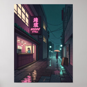 Midnight Ramen Lo-Fi Cityscape Poster