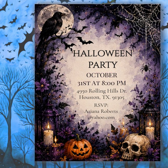Midnight Raven Halloween Party  Invitation (Creator Uploaded)