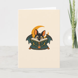 Midnight Reader – Cute Bat Book Lover Card