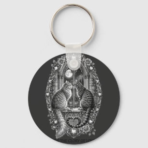 Midnight Romance Cats Gothic Window Art Key Ring
