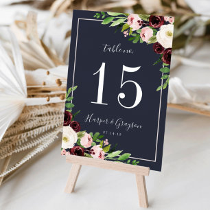 Midnight Romance   Personalised Table Number Card