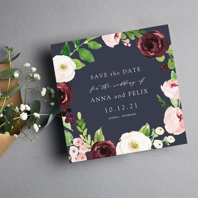 Midnight Romance Square Save the Date Card (Creator Uploaded)