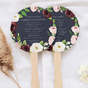 Midnight Romance Wedding Program Hand Fan