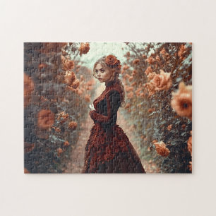 Midnight Rose Princess Gothic Fairytale Garden Jigsaw Puzzle