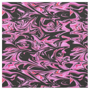 "Midnight Rose: The Pink and Black Marble Fusion" Fabric