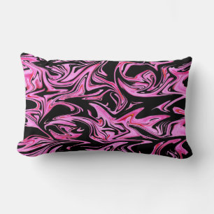 "Midnight Rose: The Pink and Black Marble Fusion" Lumbar Cushion