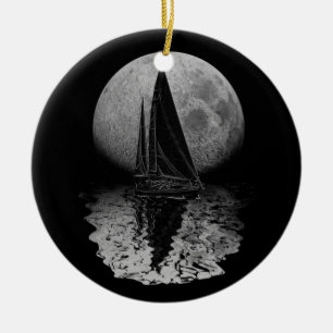 Midnight Sailing Ceramic Ornament