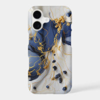 Midnight Sapphire Marble with Gold Threads