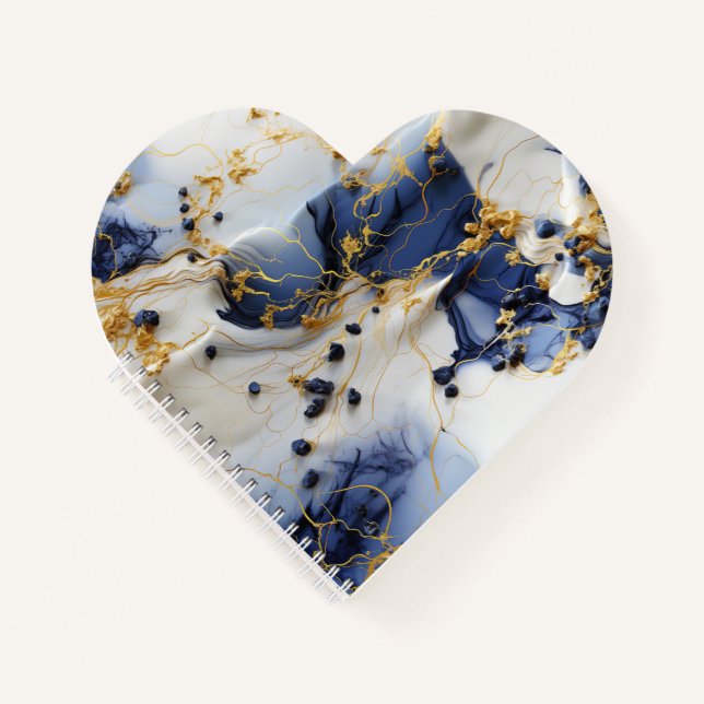 Midnight Sapphire Marble with Gold Threads Notebook (Front)