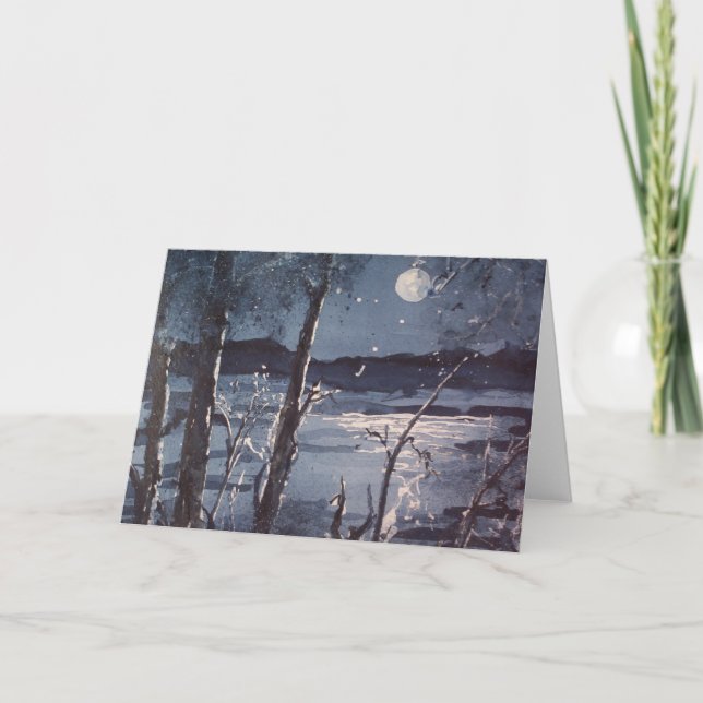 Midnight Seascape Fine Art Greeting Card (Front)