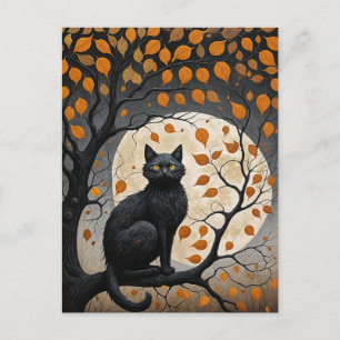Midnight Sentinel Under the Harvest Moon Postcard