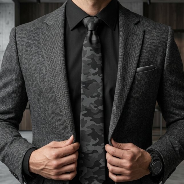 Midnight Shadow Tactical Camouflage Pattern Tie (Creator Uploaded)