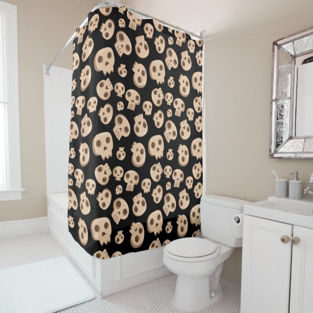 Midnight Skulls Shower Curtain (In Situ)