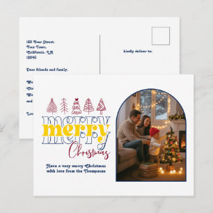 Midnight Sky Cosy Arch Photo Merry Christmas Holiday Postcard